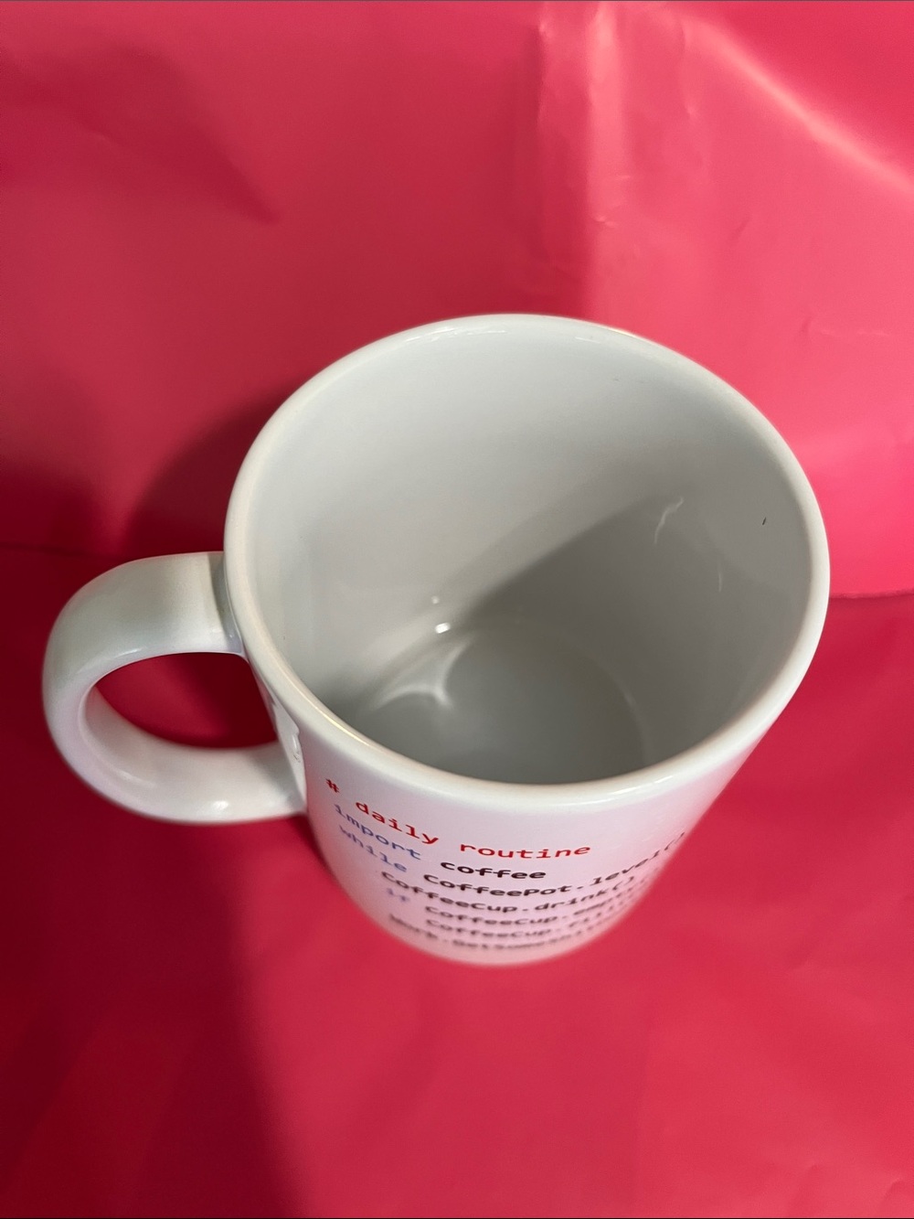 Daily Routine White Coffee Mug with Code Print - Picture 2 of 3